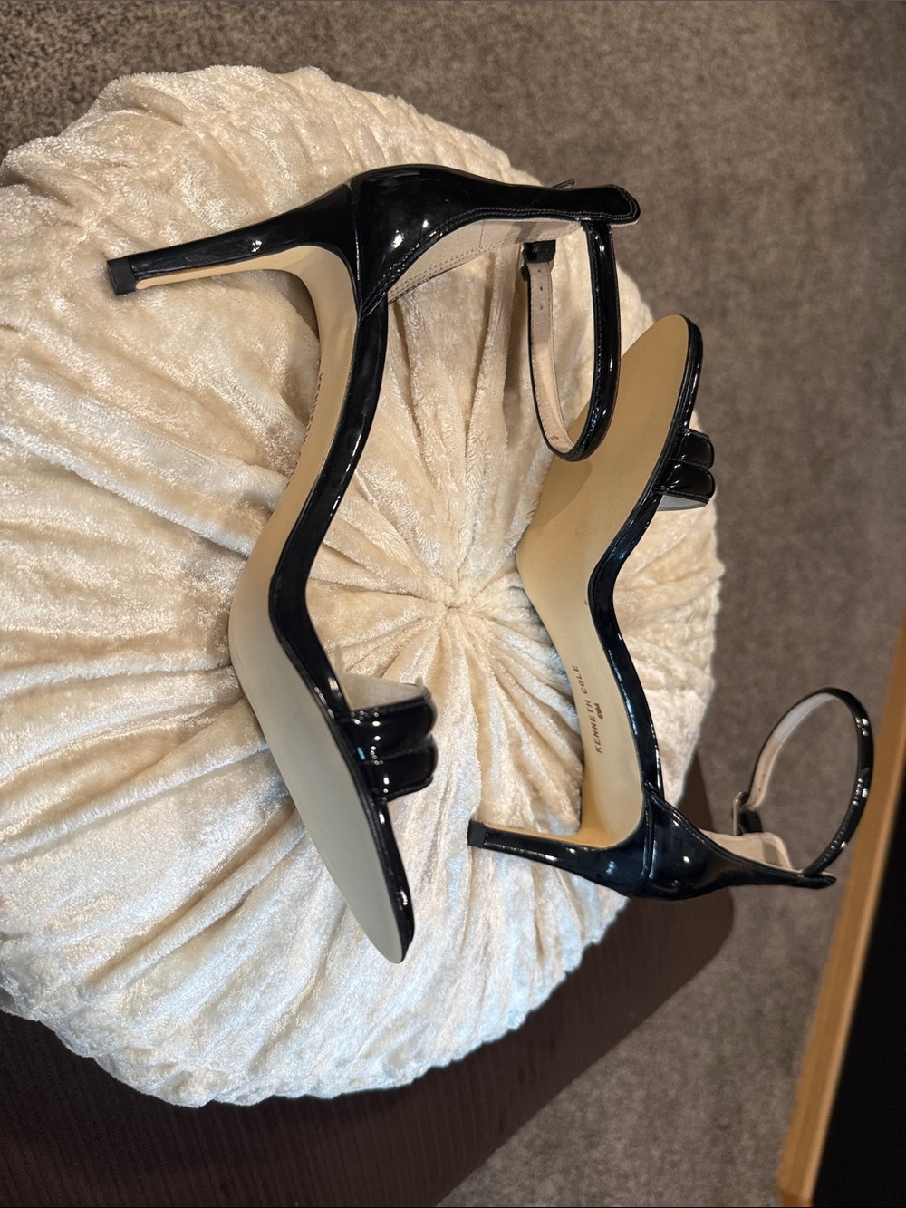 Kenneth Cole Black Patent Ankle-Strap Stiletto Heels - Picture 4 of 4